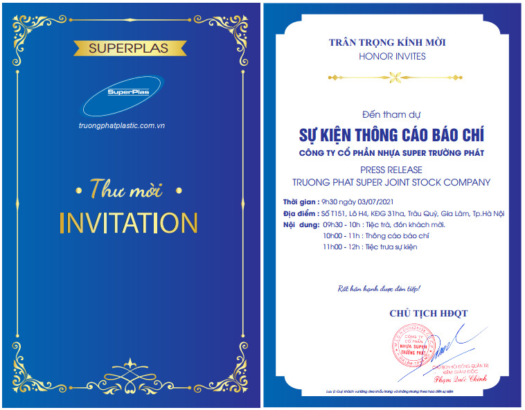 Thư mời tham dự sự kiện Thông cáo báo chí.